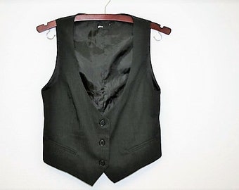 black pin strip vest Lesbian at sex